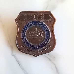 Vintage Collectible USPS Post Office Brass Badge 1950s or 1960s